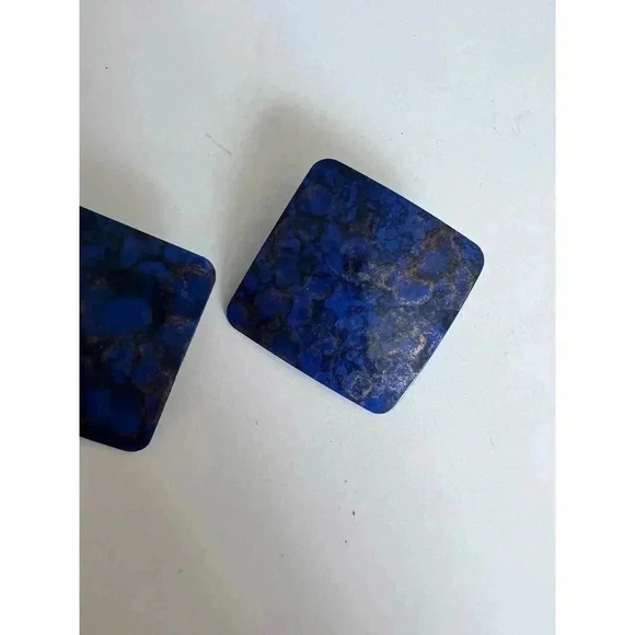 Blue and black hand painted 90’s vintage square earrings - Picture 1 of 6